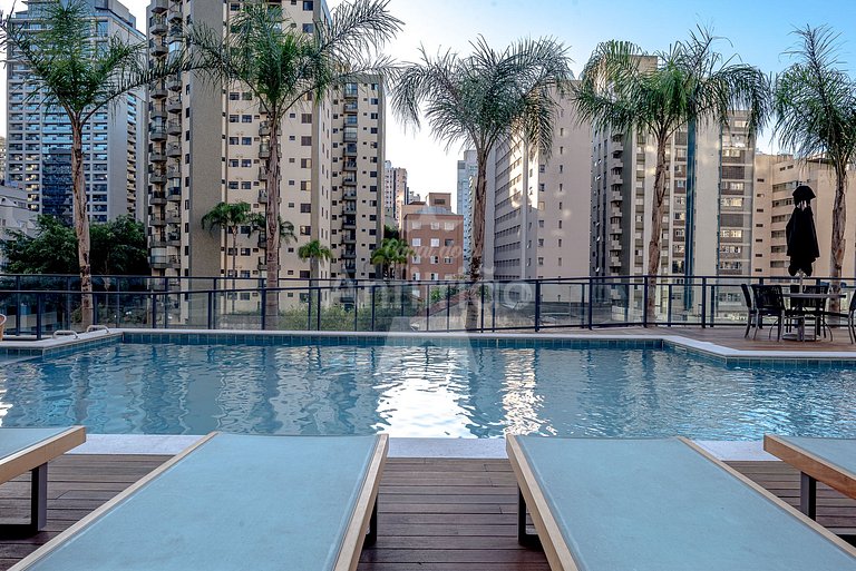 Studio Frei Caneca 16º andar, piscina aquecida, A/C