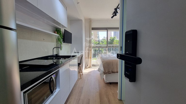 Studio a 1 km do Ibirapuera com ar condicionado