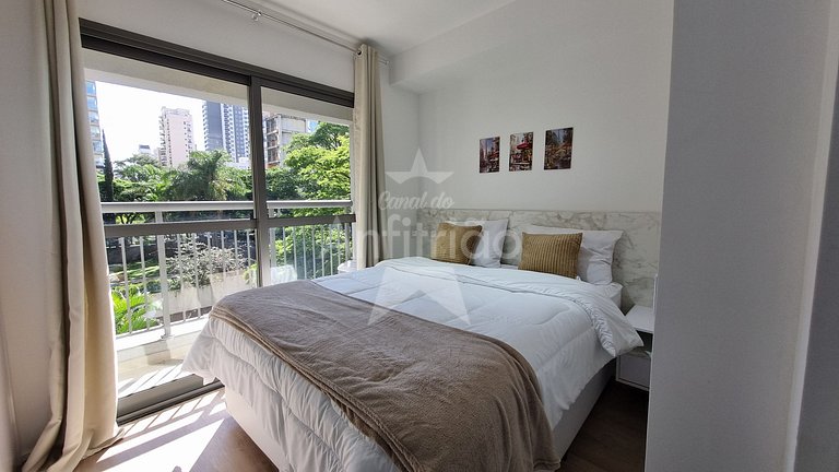 Studio a 1 km do Ibirapuera com ar condicionado