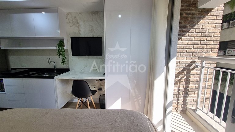 Studio a 1 km do Ibirapuera com ar condicionado