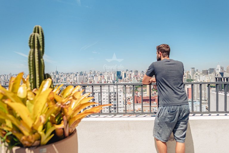 Skyline do 17º andar em Resort no Brás com garagem