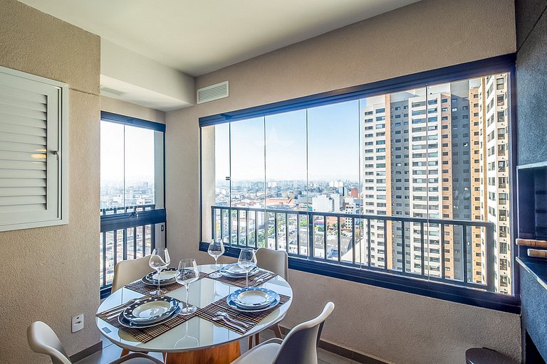 Skyline do 17º andar em Resort no Brás com garagem