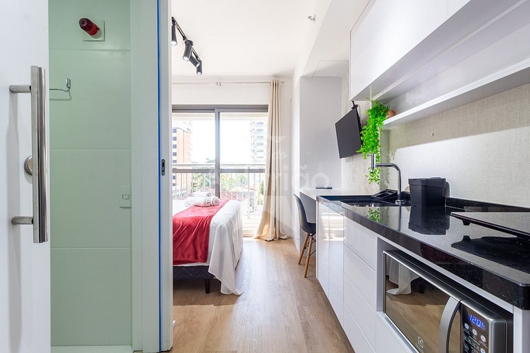 Studios com A/C perto do Ibira 6x sem juros