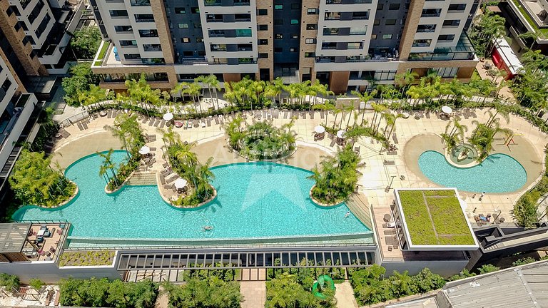Apê 20º andar, vista da cidade em resort com A/C
