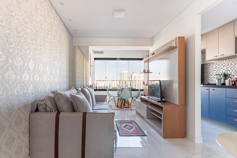 Apê 17º andar, vista da cidade em resort com A/C