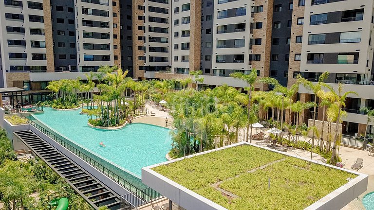 Apê 17º andar, vista da cidade em resort com A/C