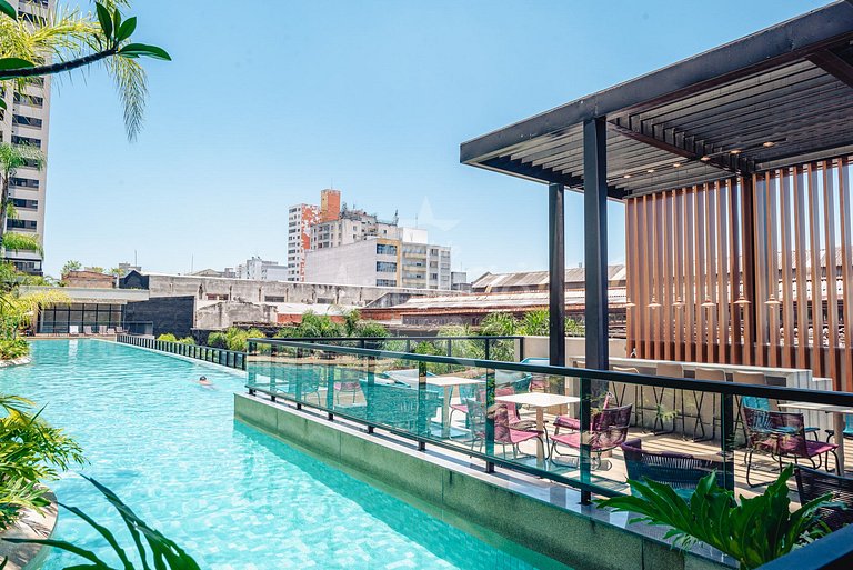 Apê 17º andar, vista da cidade em resort com A/C