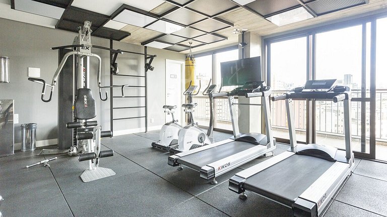 Studio 19º com vista + A/C + piscina | 6x s/ juros
