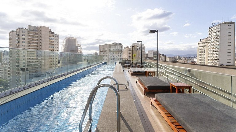 Studio 19º com vista da cidade A/C + piscina