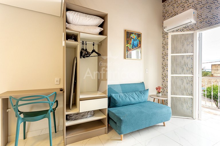 Vilinha Boituva | Lindo loft p/ 3 com A/C + sacada