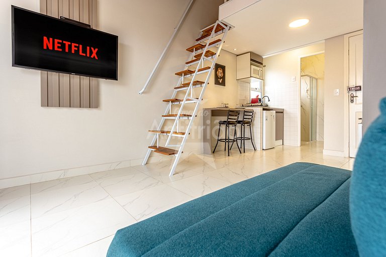 Vilinha Boituva | Lindo loft p/ 3 com A/C + sacada