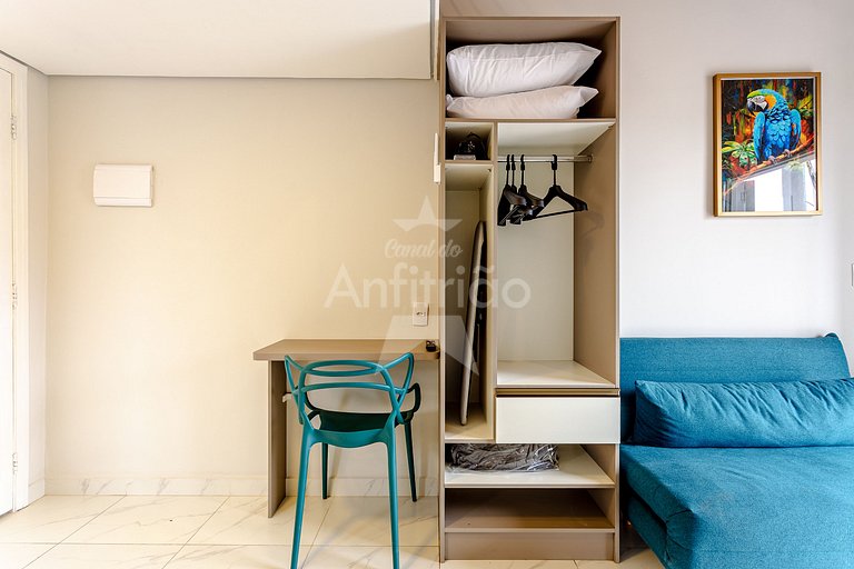 Vilinha Boituva | Lindo loft p/ 3 com A/C + sacada