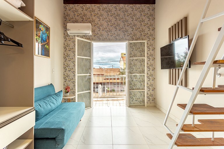 Vilinha Boituva | Lindo loft p/ 3 com A/C + sacada