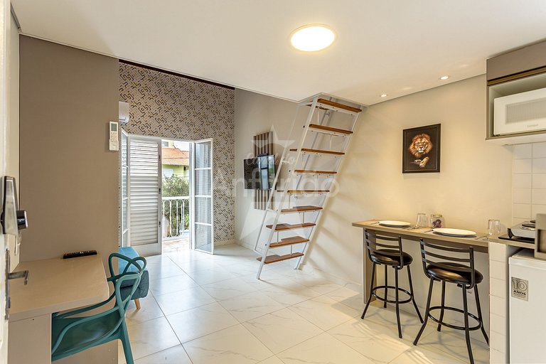 Vilinha Boituva | Lindo loft p/ 3 com A/C + sacada