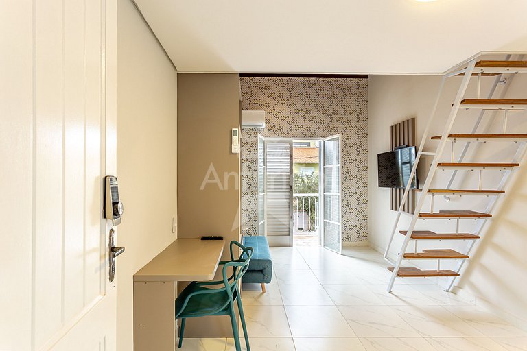 Vilinha Boituva | Lindo loft p/ 3 com A/C + sacada