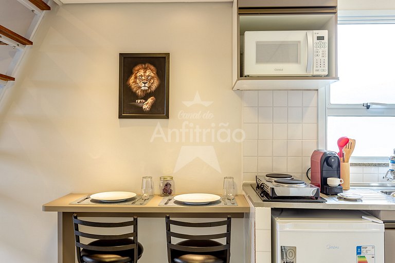 Vilinha Boituva | Lindo loft p/ 3 com A/C + sacada