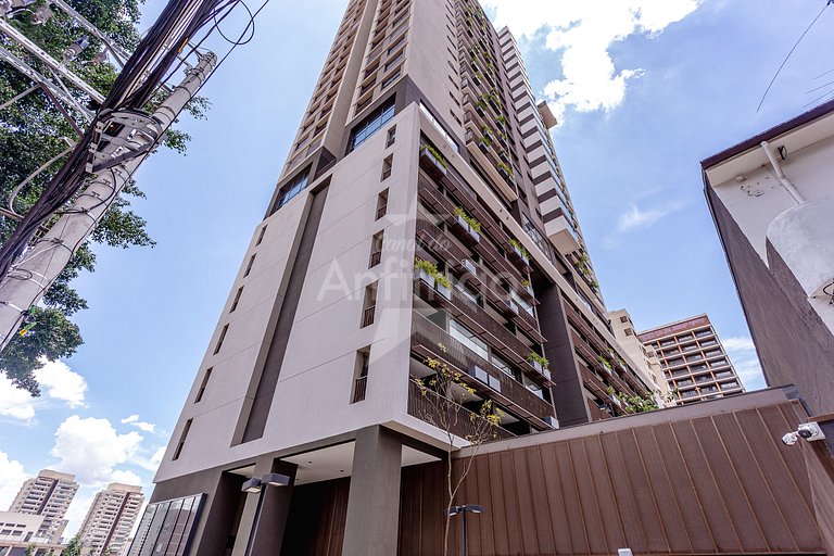 Studio a 300 m Allianz Parque com A/C 6x sem juros