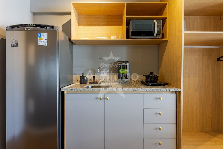 Studio 21° andar com super vista + A/C | 6x s/ juros