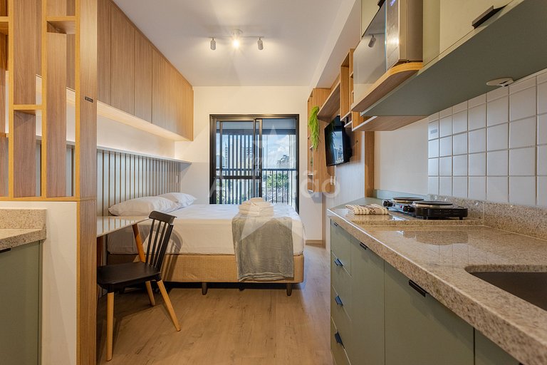 Studio na Liberdade com piscina, A/C e cowoking