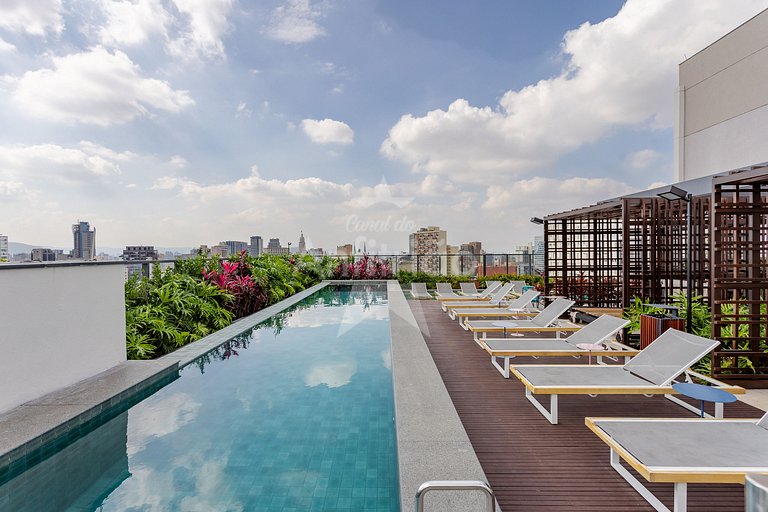 Studio na Liberdade com piscina, A/C e cowoking