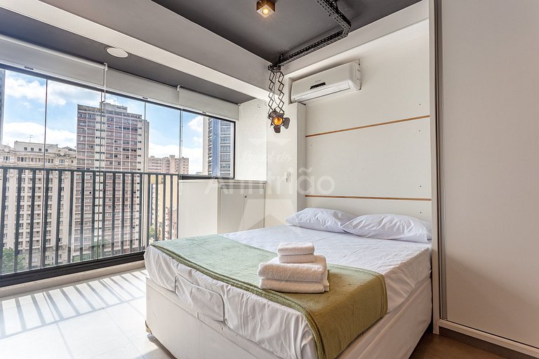 Studio Aurora perto de tudo com A/C + garagem