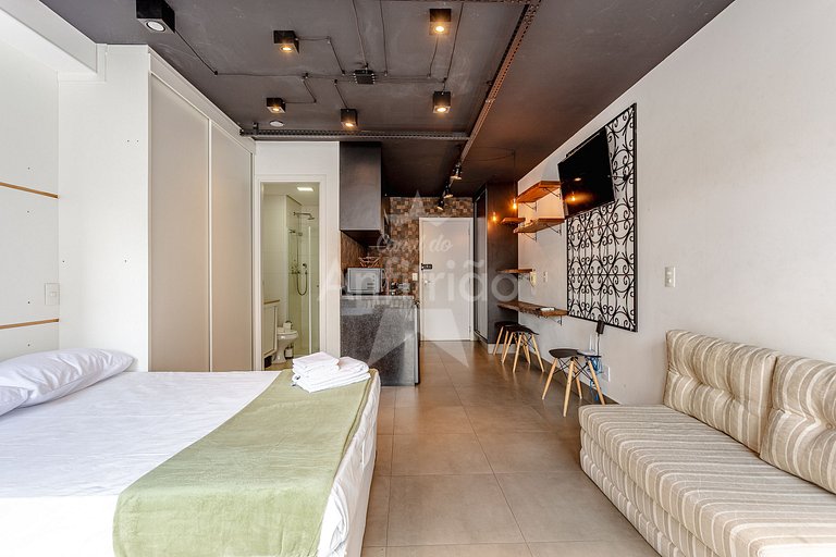 Studio Aurora perto de tudo com A/C + garagem