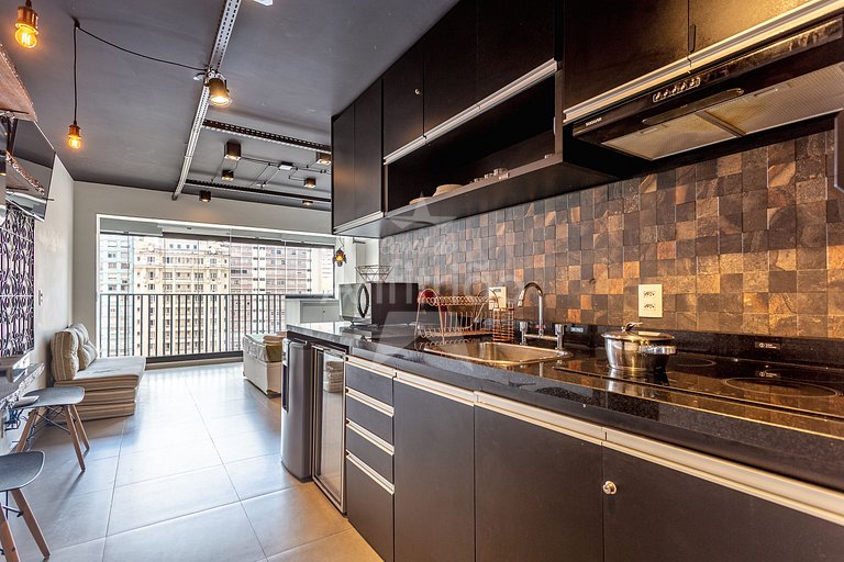 Studio Aurora perto de tudo com A/C + garagem