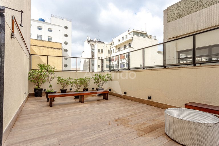 Studio Aurora perto de tudo com A/C + garagem