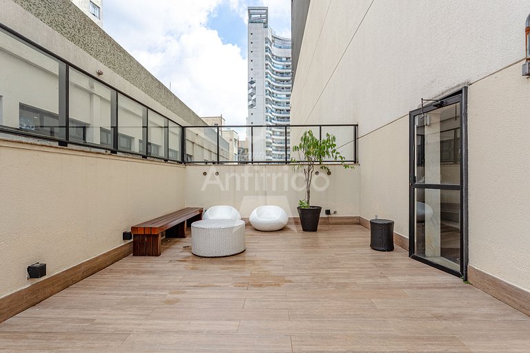 Studio Aurora perto de tudo com A/C + garagem