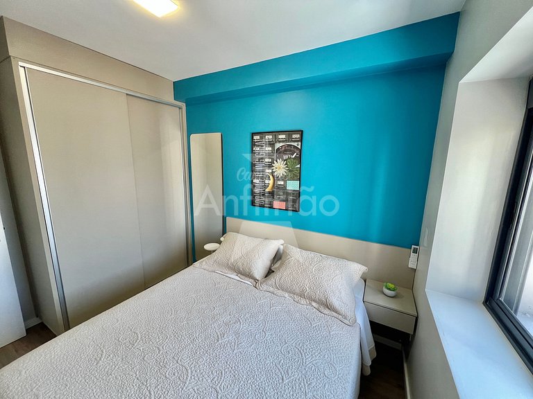 Apê azul 8º andar Allianz + A/C + vaga 6x sem juros