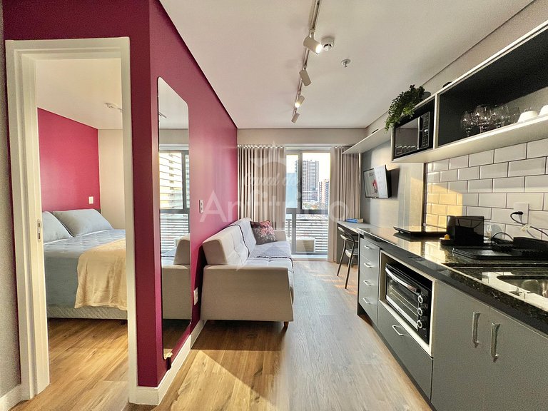 Apê Pink 6º andar com ar 500 m do Allianz Parque