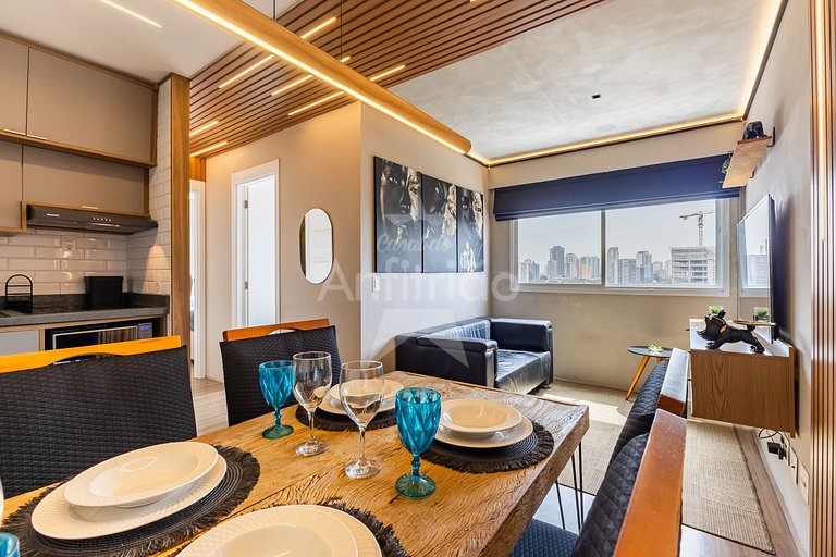 Apê Uau! a 150 m do Metrô com piscina e academia