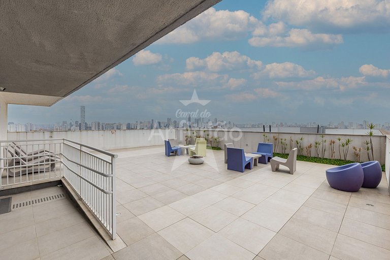 Apê Uau! a 150 m do Metrô com piscina e academia