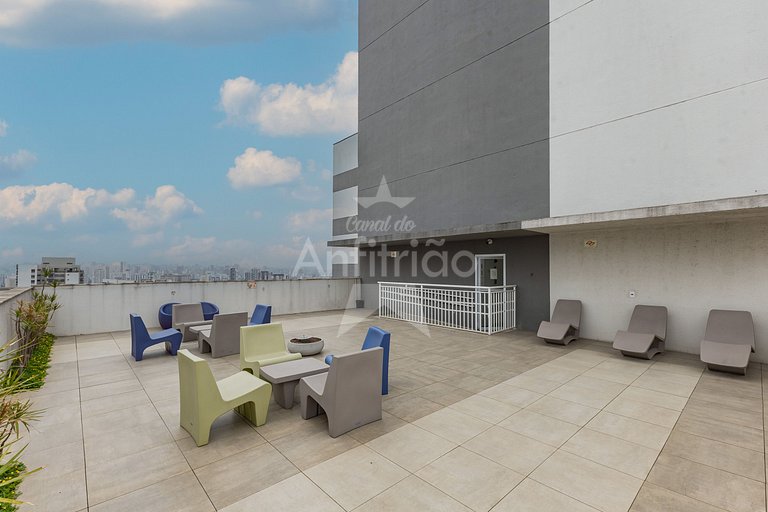 Apê Uau! a 150 m do Metrô com piscina e academia