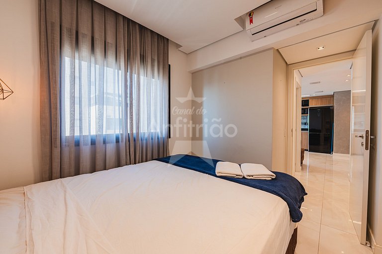 Apê 20º andar, vista da cidade em resort com A/C