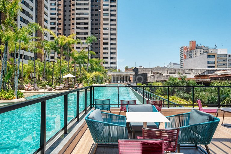 Apê 20º andar, vista da cidade em resort com A/C