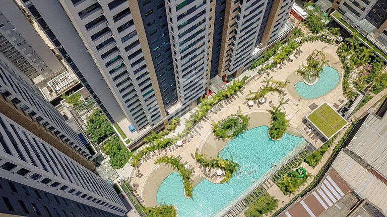Apê 20º andar, vista da cidade em resort com A/C
