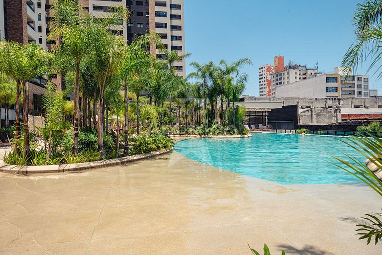 Apê 20º andar, vista da cidade em resort com A/C