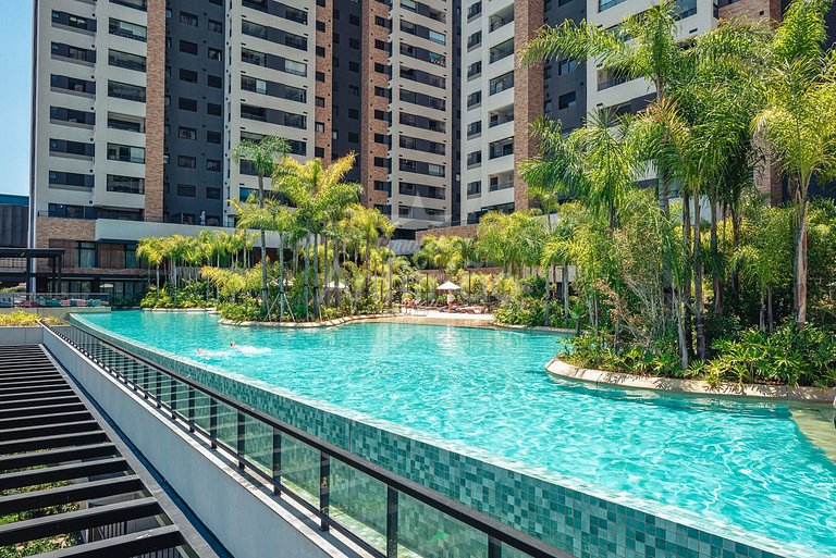 Apê 20º andar, vista da cidade em resort com A/C