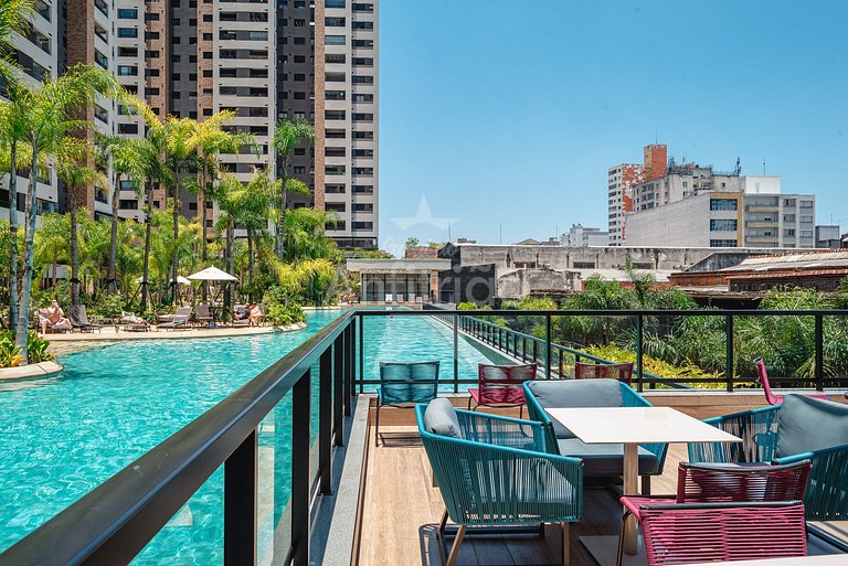Apê 20º andar, vista da cidade em resort com A/C