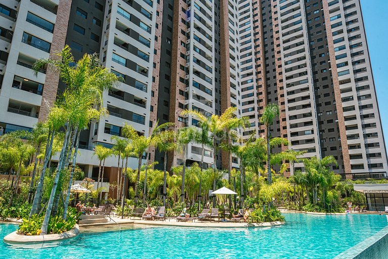 Apê 20º andar, vista da cidade em resort com A/C